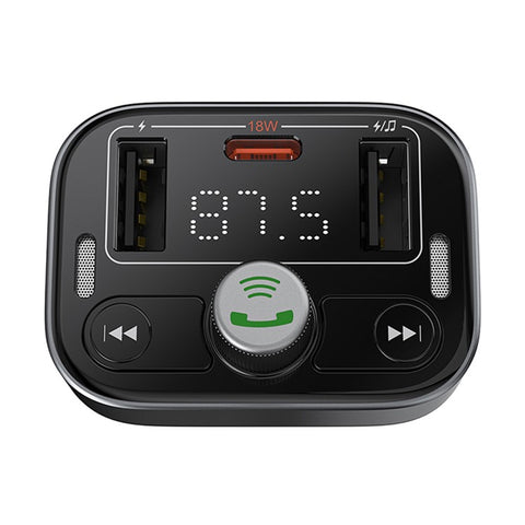 BASEUS S-09 Pro Bluetooth Hands-free Call Music Player Dual USB + Type-C Car Charger FM Transmitter