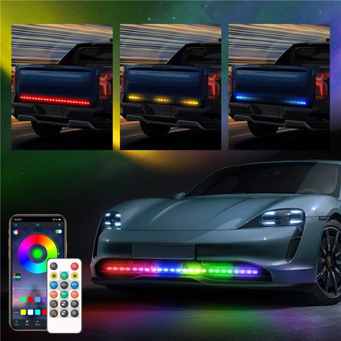 AR15 150cm Car Front Bumper Grille 5050 LED Bluetooth-compatible RGB Light Strip Remote Control Daytime Running Light