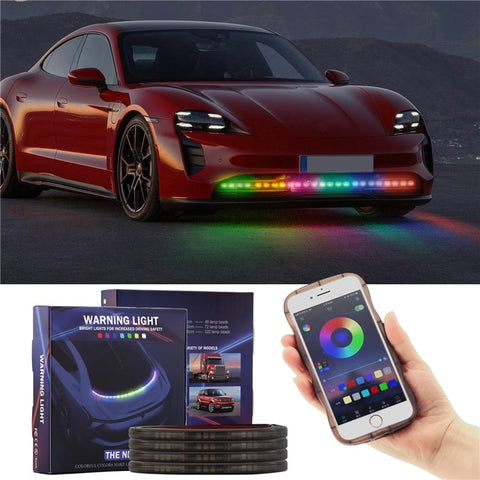 AR15 150cm Car Front Bumper Grille 5050 LED Bluetooth-compatible RGB Light Strip Remote Control Daytime Running Light