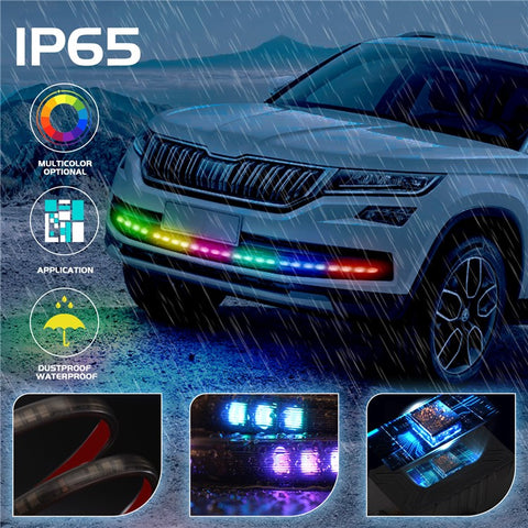 AR15 150cm Car Front Bumper Grille 5050 LED Bluetooth-compatible RGB Light Strip Remote Control Daytime Running Light