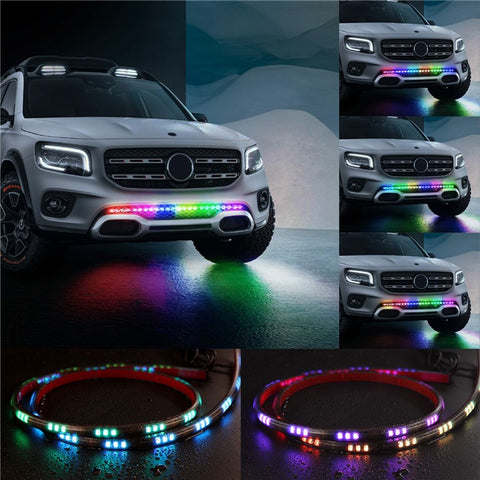 AR15 150cm Car Front Bumper Grille 5050 LED Bluetooth-compatible RGB Light Strip Remote Control Daytime Running Light