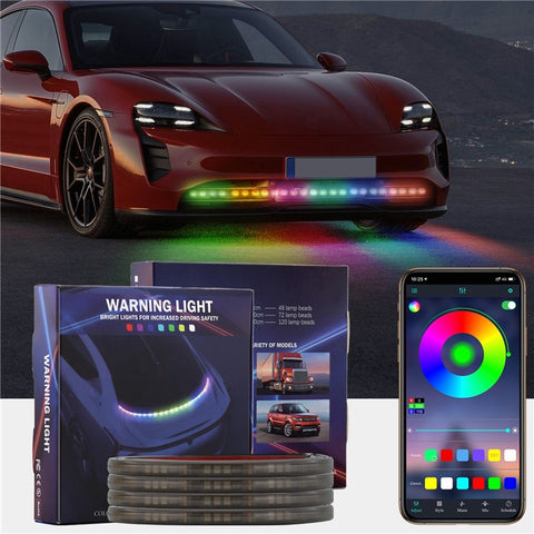 AR15 150cm Car Front Bumper Grille 5050 LED Bluetooth-compatible RGB Light Strip Remote Control Daytime Running Light