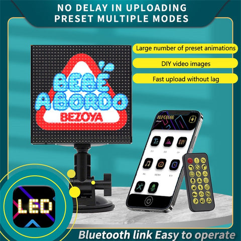 P64L Car LED Sign App Programmable Rear Windshield Scrolling Message LED Matrix Panel DIY Text Pattern Expression Screen