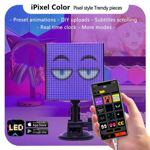 P64L Car LED Sign App Programmable Rear Windshield Scrolling Message LED Matrix Panel DIY Text Pattern Expression Screen