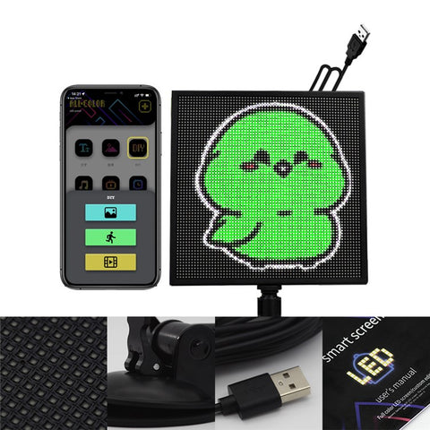 P32L Car Back Window LED Display Light 32x32LED Smartphone App Control LED Car Sign Screen for Home Decor