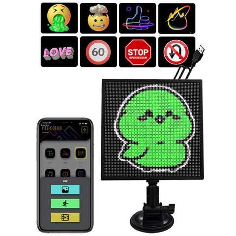 P32L Car Back Window LED Display Light 32x32LED Smartphone App Control LED Car Sign Screen for Home Decor