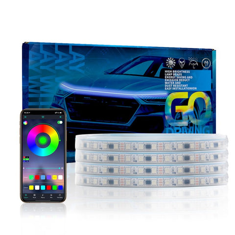 G15 1.5m Car Led Lights Exterior RGB Hood Light Strip Waterproof Headlight Dynamic RGB Exterior Car Strip Lights