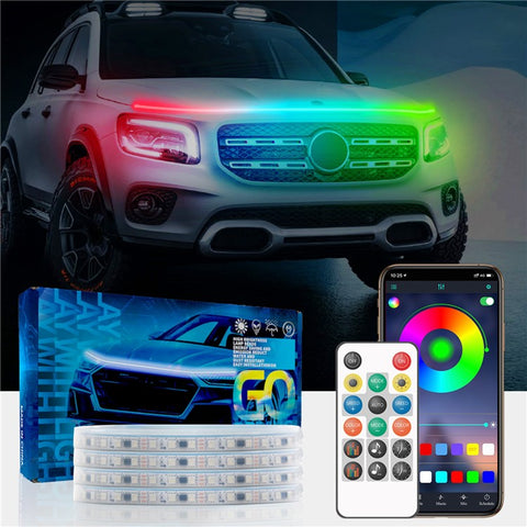 G15F 1.5m Car Hood LED Strip Lights Exterior Lights PVC Engine Hood Guide Decorative Light for Car Truck