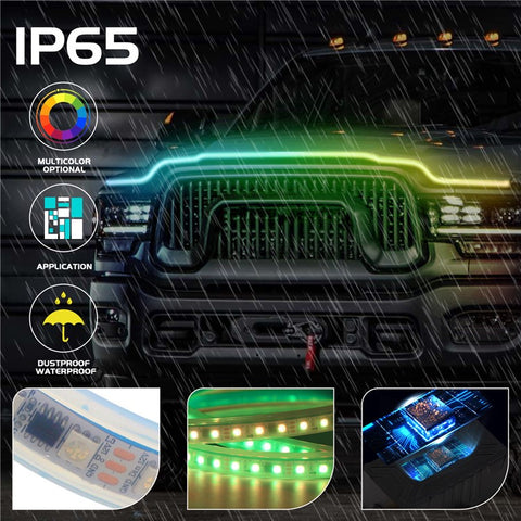G15F 1.5m Car Hood LED Strip Lights Exterior Lights PVC Engine Hood Guide Decorative Light for Car Truck