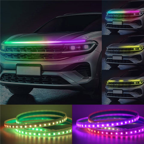 G15F 1.5m Car Hood LED Strip Lights Exterior Lights PVC Engine Hood Guide Decorative Light for Car Truck