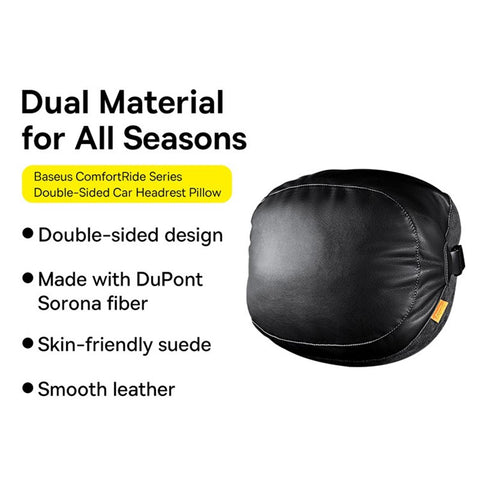 BASEUS ComfortRide Series Double-Sided Car Headrest Pillow PU Leather+Suede Slow Rebound Head Cushion