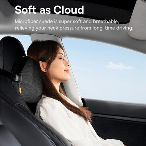 BASEUS ComfortRide Series Double-Sided Car Headrest Pillow PU Leather+Suede Slow Rebound Head Cushion