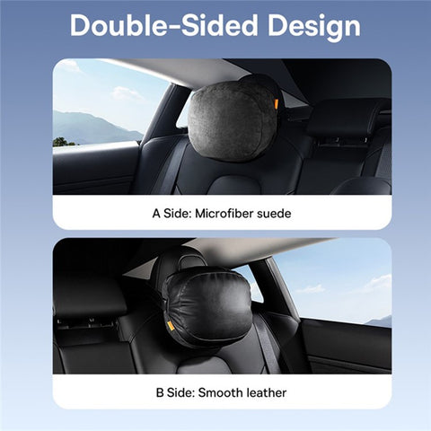 BASEUS ComfortRide Series Double-Sided Car Headrest Pillow PU Leather+Suede Slow Rebound Head Cushion