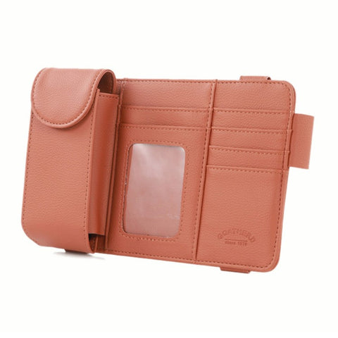 GOATHERD Car Sun Visor Microfiber Leather Storage Bag Driver License Cards Glasses Holder Bag
