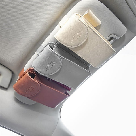 GOATHERD Car Sun Visor Mount Microfiber Leather Sunglasses Storage Bag Glasses Holder Pouch