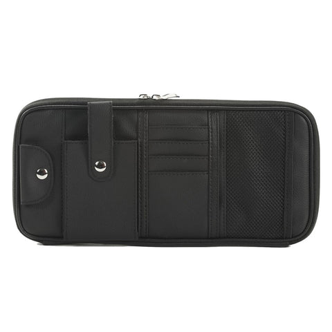 Car Sunshade Storage Bag Multi-Pockets Sunglasses Cards Pen Organizer Microfiber Leather Pouch