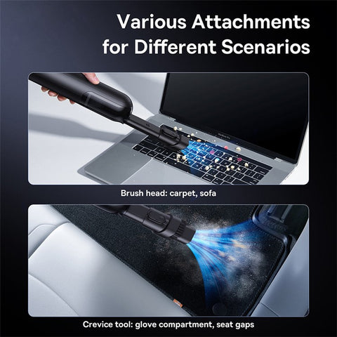 BASEUS A0 Pro Car Vacuum Cleaner 4000pa Low Noise Vacuum Sweeper Cordless Electric Cleaner, Black