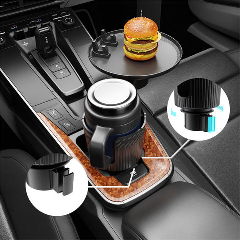 CARFU AC-2393 Rotation ABS Car Cup Holder Food Tray Organizer Expander for Instant Noodles, Snacks