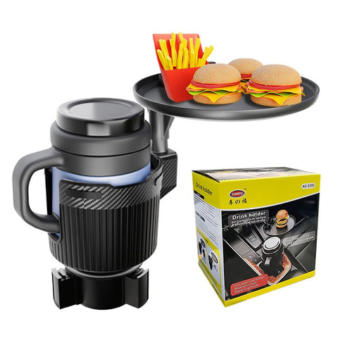 CARFU AC-2393 Rotation ABS Car Cup Holder Food Tray Organizer Expander for Instant Noodles, Snacks