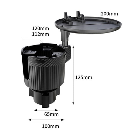 CARFU AC-2393 Rotation ABS Car Cup Holder Food Tray Organizer Expander for Instant Noodles, Snacks