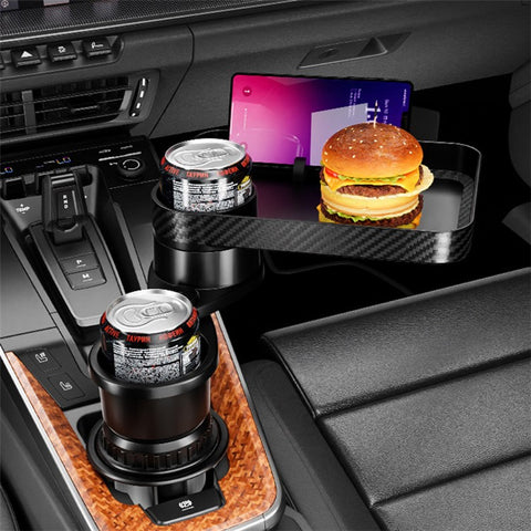 CARFU AC-2387 Car Cup Holder 360-Degree Adjustable Drink Holder with Food Tray