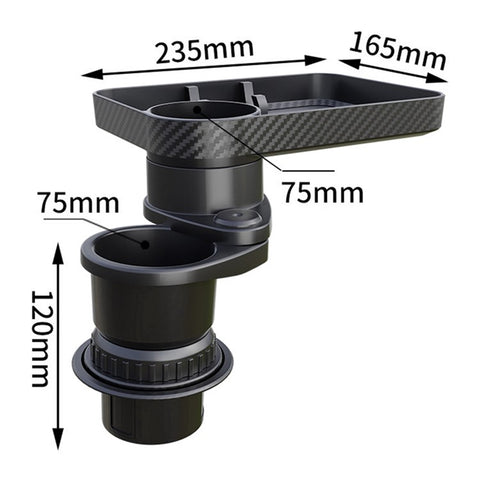CARFU AC-2387 Car Cup Holder 360-Degree Adjustable Drink Holder with Food Tray