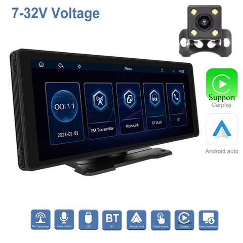 W912B 10.26-inch HD Video Car Player with 8-LED Rear-View Camera Portable Bluetooth-compatible Car Monitor Support Mirror Link