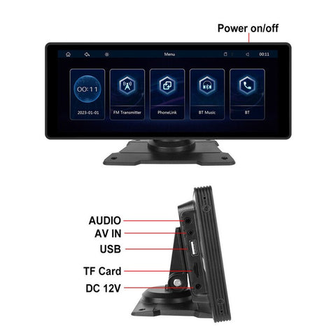 W912B 10.26-inch HD Video Car Player with 8-LED Rear-View Camera Portable Bluetooth-compatible Car Monitor Support Mirror Link