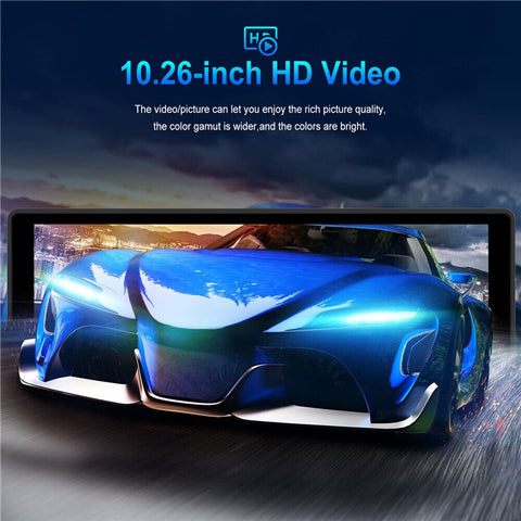 W912B 10.26-inch HD Video Car Player with 8-LED Rear-View Camera Portable Bluetooth-compatible Car Monitor Support Mirror Link