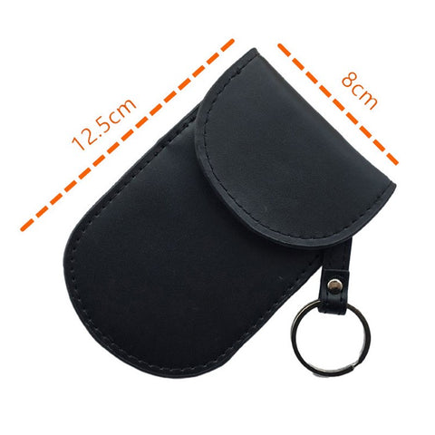 Car Key Signal Blocking Pouch Anti-theft RFID Blocking Genuine Cow Leather Car Keys Case Holder