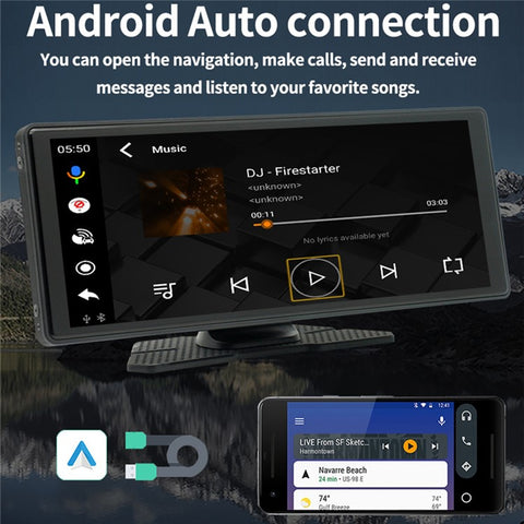 W508C 9.36-inch Touch Screen Car Play with 12LED Camera, Mirror Link Portable Car Stereo Support Bluetooth, USB-Disk, TF Card