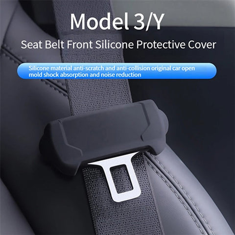 TSL825 2Pcs / Set For Tesla Model 3 / Y Car Safety Belt Buckle Silicone Cover
