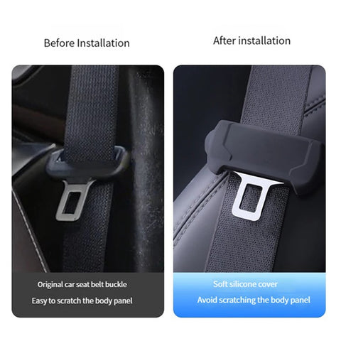TSL825 2Pcs / Set For Tesla Model 3 / Y Car Safety Belt Buckle Silicone Cover