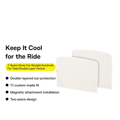 BASEUS T-Space Series BS-TS011 2Pcs Car Skylight Sunshade for Tesla Model Y Double Layer Sunroof Sunscreen