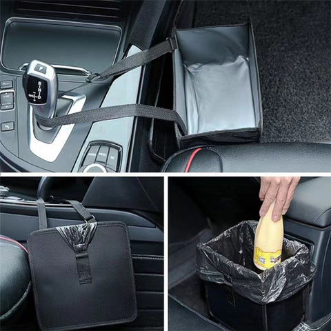 Car Hanging Storage Bag Waterproof Oxford Cloth Car Seat Back Trash Bin, 27*27*14.5cm
