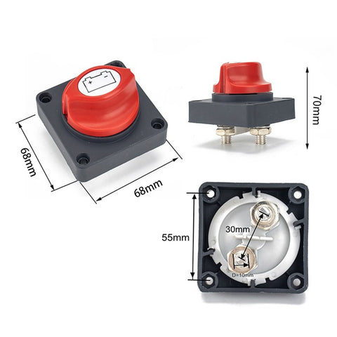 A2949 500A ABS+Copper High Current Power-Off Switch for Cars, RVs, Yachts, ATVs