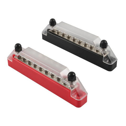 A7458 1Pair Black / Red 8-Way Bus Bar for Car Marine Boat Modified (with 4 Fixing Screws)
