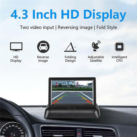 RH-315 4.3-inch Folding Car Backup Monitor with License Plate Backup Camera Set 2.4G Wireless Connection