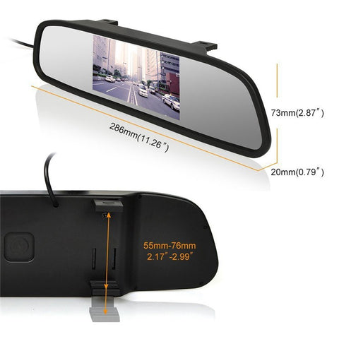 RH-311 4.3-inch Rear View Mirror Display Backup Rear Camera Set Car Auto Parking System Kit