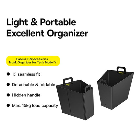 BASEUS BS-TS013 T-Space Series For Tesla Model Y Car Trunk Organizer PU+PVC Storage Box