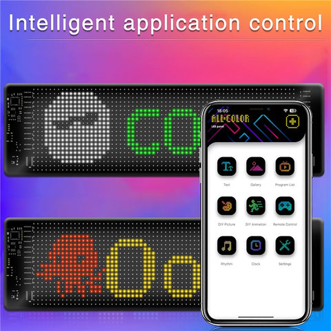 RP1035R Rounded Corners Car Rear Windshield DIY Advertising Screen Bluetooth-compatible APP Control LED Matrix Display Screen