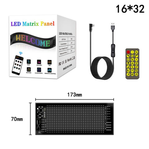 RP717 70x173mm Flexible LED Matrix Panel Waterproof Bluetooth-compatible APP Control Car Sign