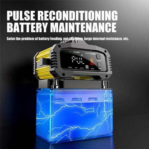 FOXSUR FPT-250 25A Portable Car Boat Motorcycle Battery Charger 8-Stage Charging Smart Charger