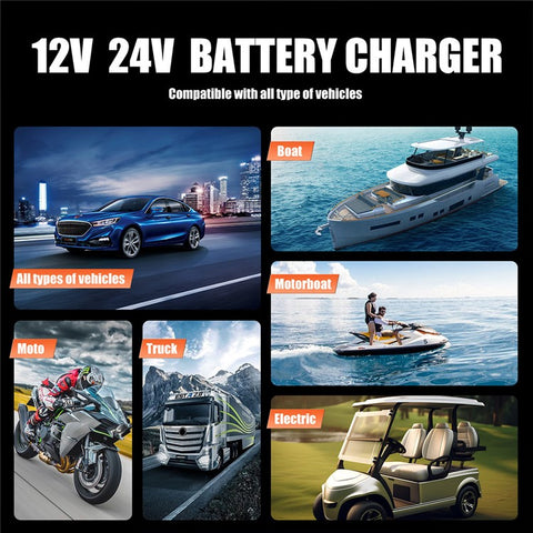 FOXSUR FPT-250 25A Portable Car Boat Motorcycle Battery Charger 8-Stage Charging Smart Charger