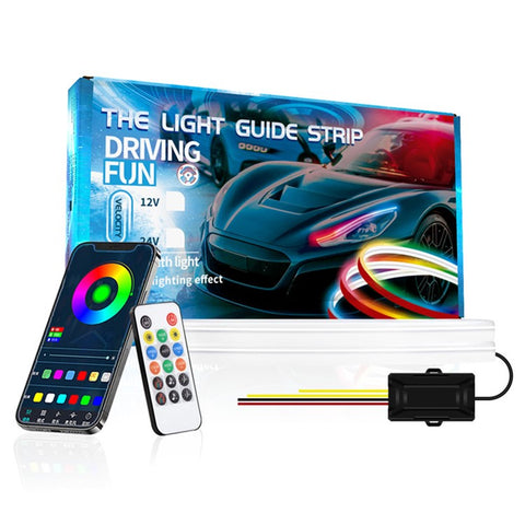 D06-24 2Pcs For 24V Vehicles 60cm LED Illuminated Light Guide Strip, APP + Remote Control