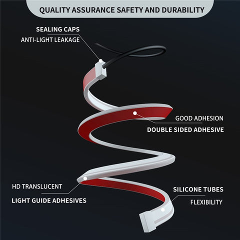 D06-24 2Pcs For 24V Vehicles 60cm LED Illuminated Light Guide Strip, APP + Remote Control