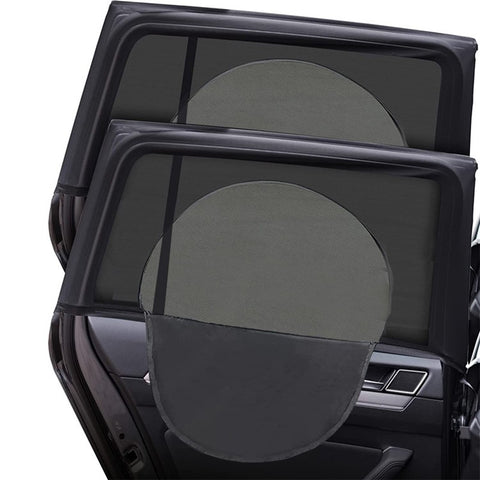 Left+Right Car Rear Window Mesh Curtain Anti-mosquito Sun Shade Window Curtain with Zipper Opening