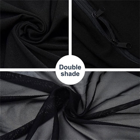 Left+Right Car Rear Window Mesh Curtain Anti-mosquito Sun Shade Window Curtain with Zipper Opening