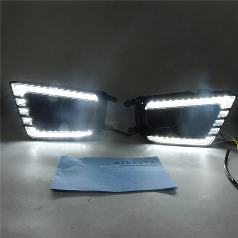 For Toyota Tacoma 2012-2015 1 Pair Car DRL Light Bright White+Yellow LED Turn Signal Fog Lamp