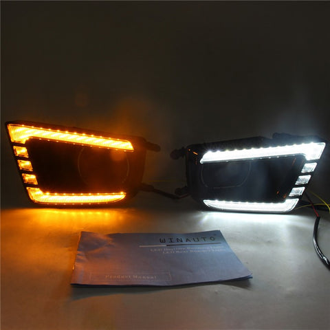 For Toyota Tacoma 2012-2015 1 Pair Car DRL Light Bright White+Yellow LED Turn Signal Fog Lamp